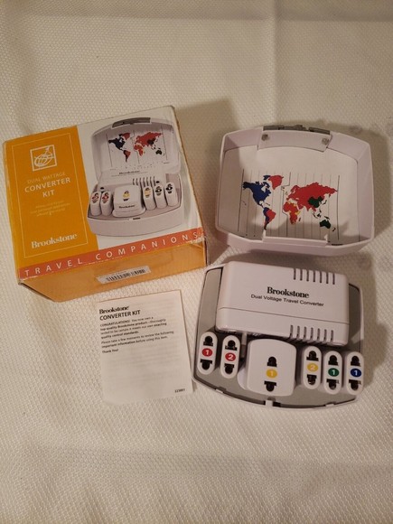 Vintage Travel Plug In Adapter Kit Dual Wattage International Brookstone - Picture 1 of 3
